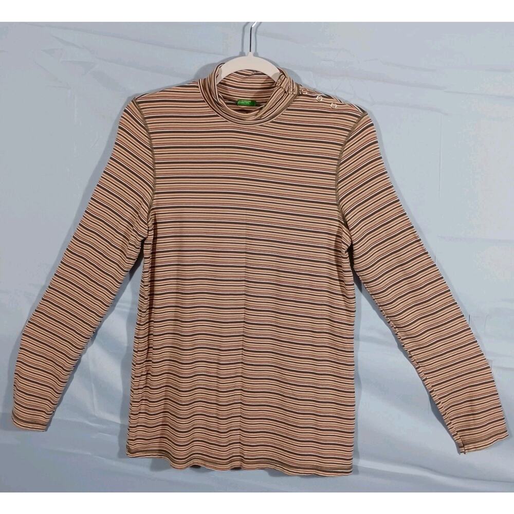 United Colors of Benetton Turtleneck Women's Small Striped Long Sleeve Soft Top